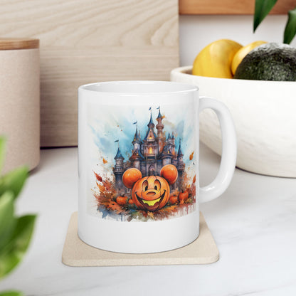 Cinderella Castle Pumpkin Mickey Halloween mug – 11oz Magic Kingdom-inspired ceramic coffee mug