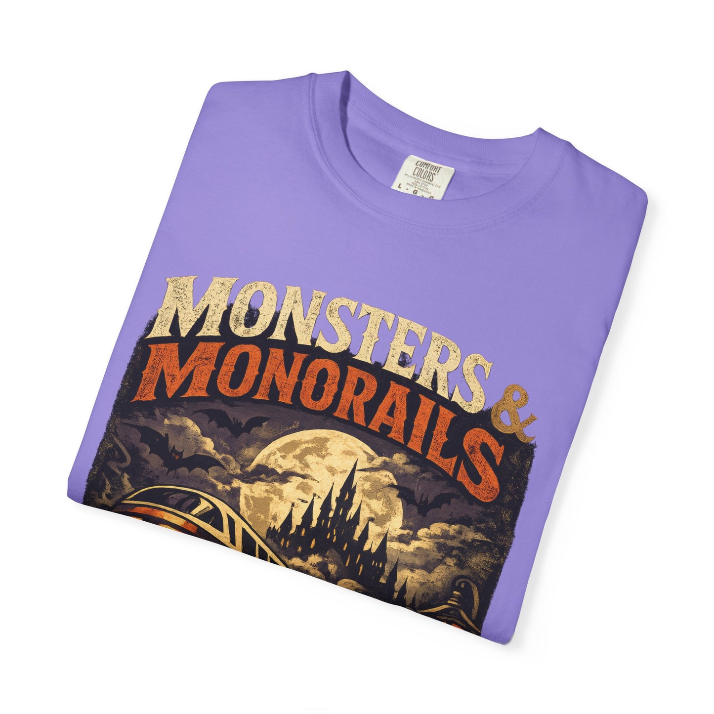 Monsters & Monorails shirt – Halloween theme park parody tee