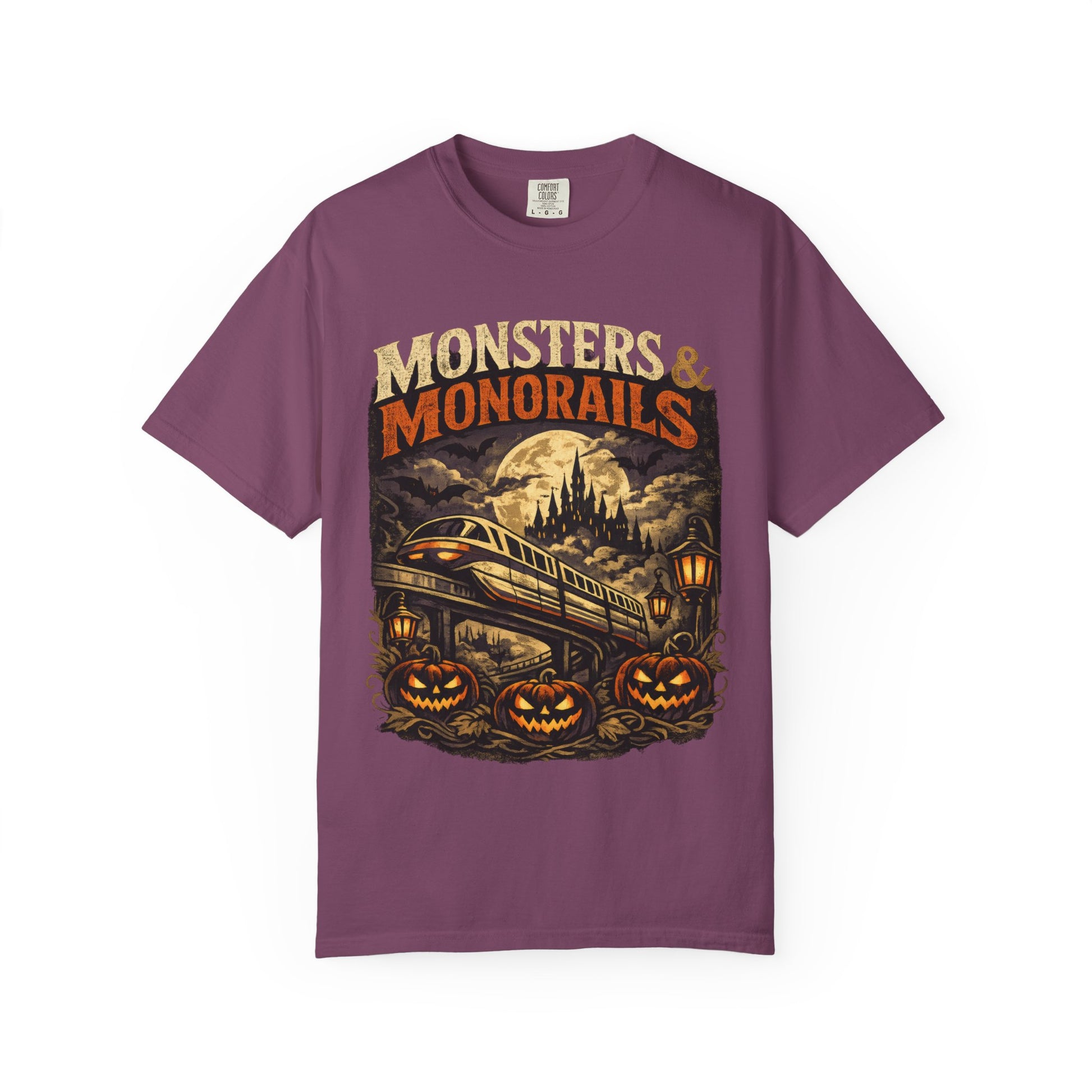 Monsters & Monorails shirt – Halloween theme park parody tee