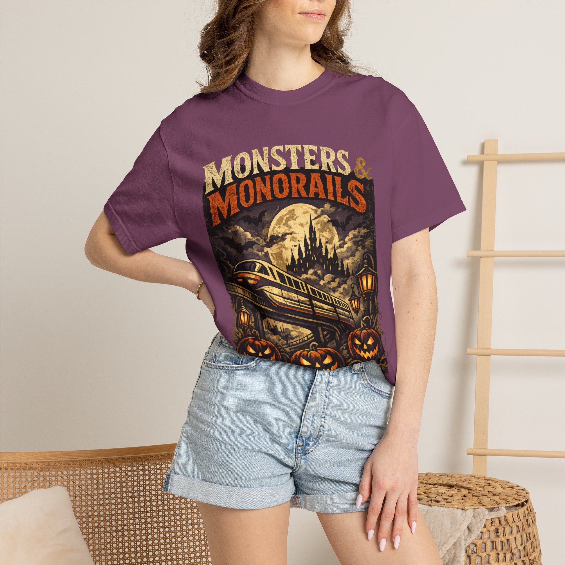 Monsters & Monorails shirt – Halloween theme park parody tee