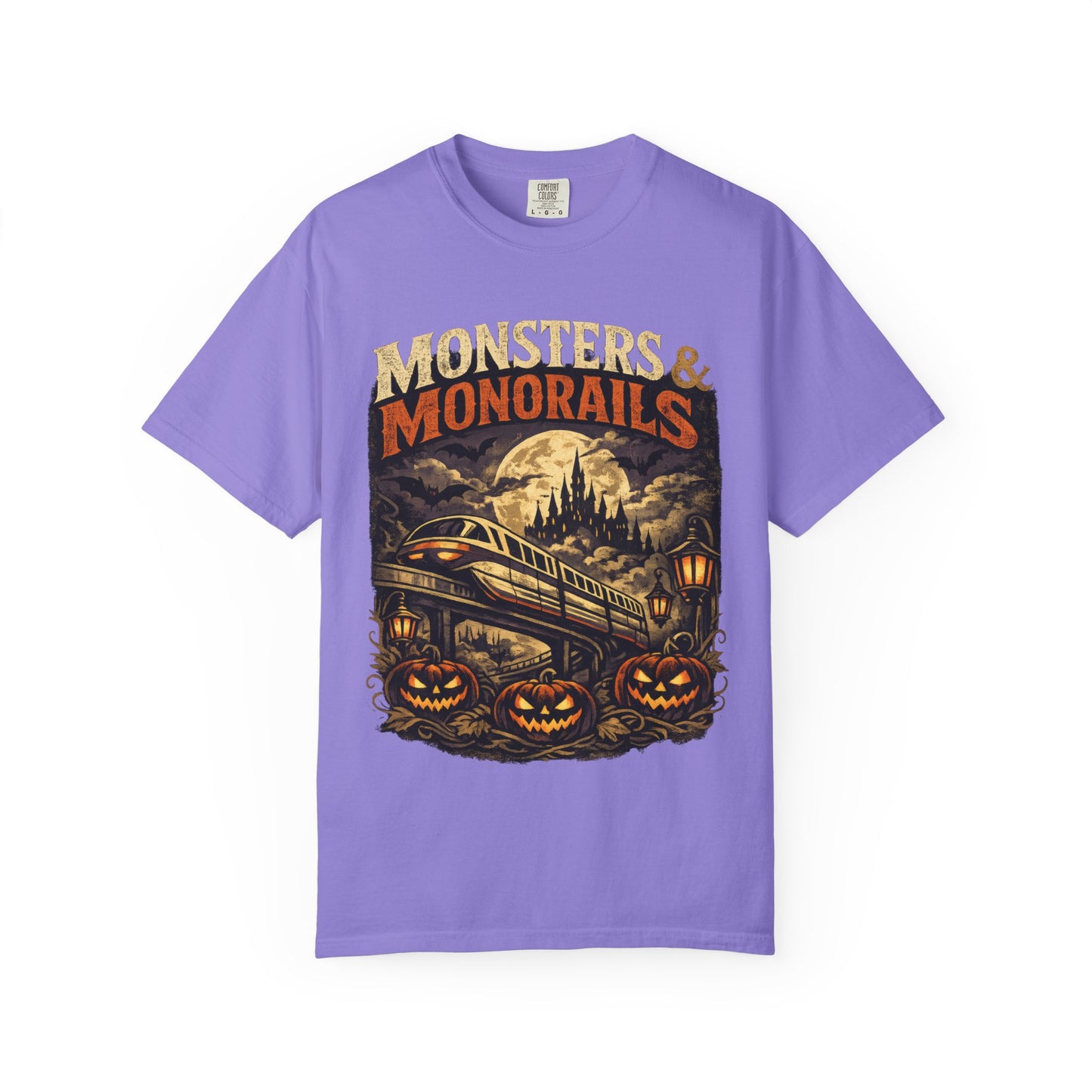 Monsters & Monorails shirt – Halloween theme park parody tee