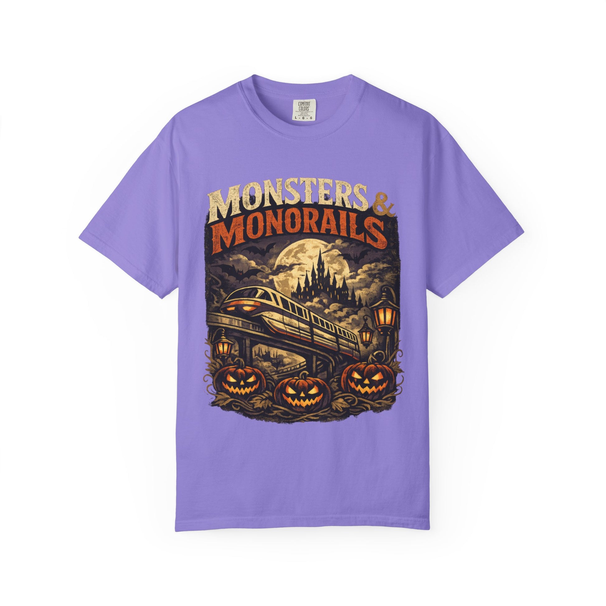 Monsters & Monorails shirt – Halloween theme park parody tee