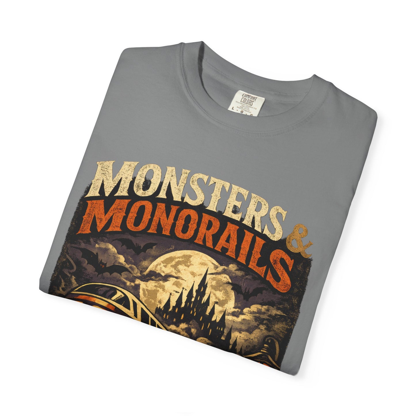 Monsters & Monorails shirt – Halloween theme park parody tee