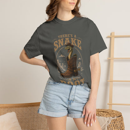 Color: Pepper — A model wearing the shirt indoors