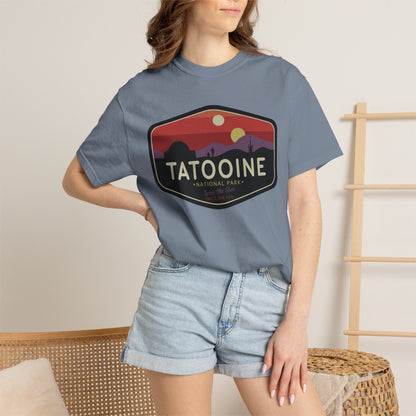 Color: Blue Jean — A model wearing the shirt indoors