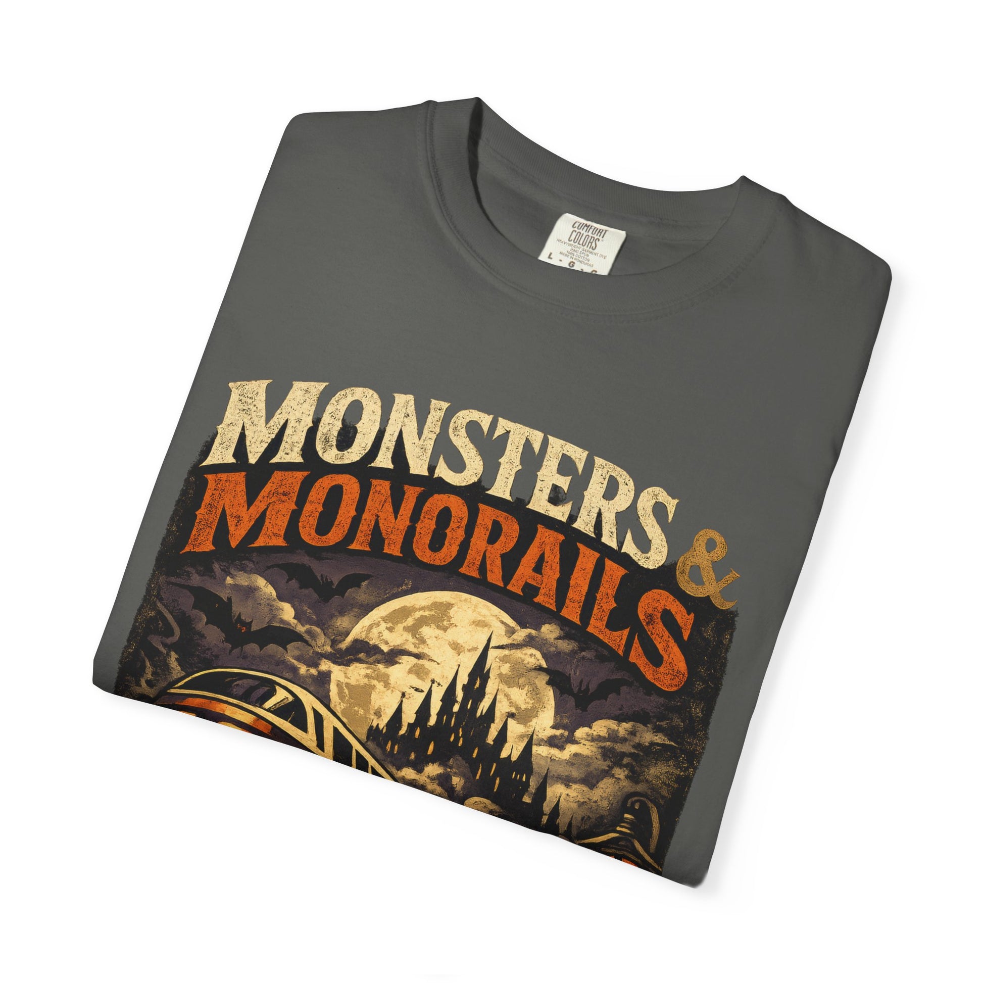 Monsters & Monorails shirt – Halloween theme park parody tee