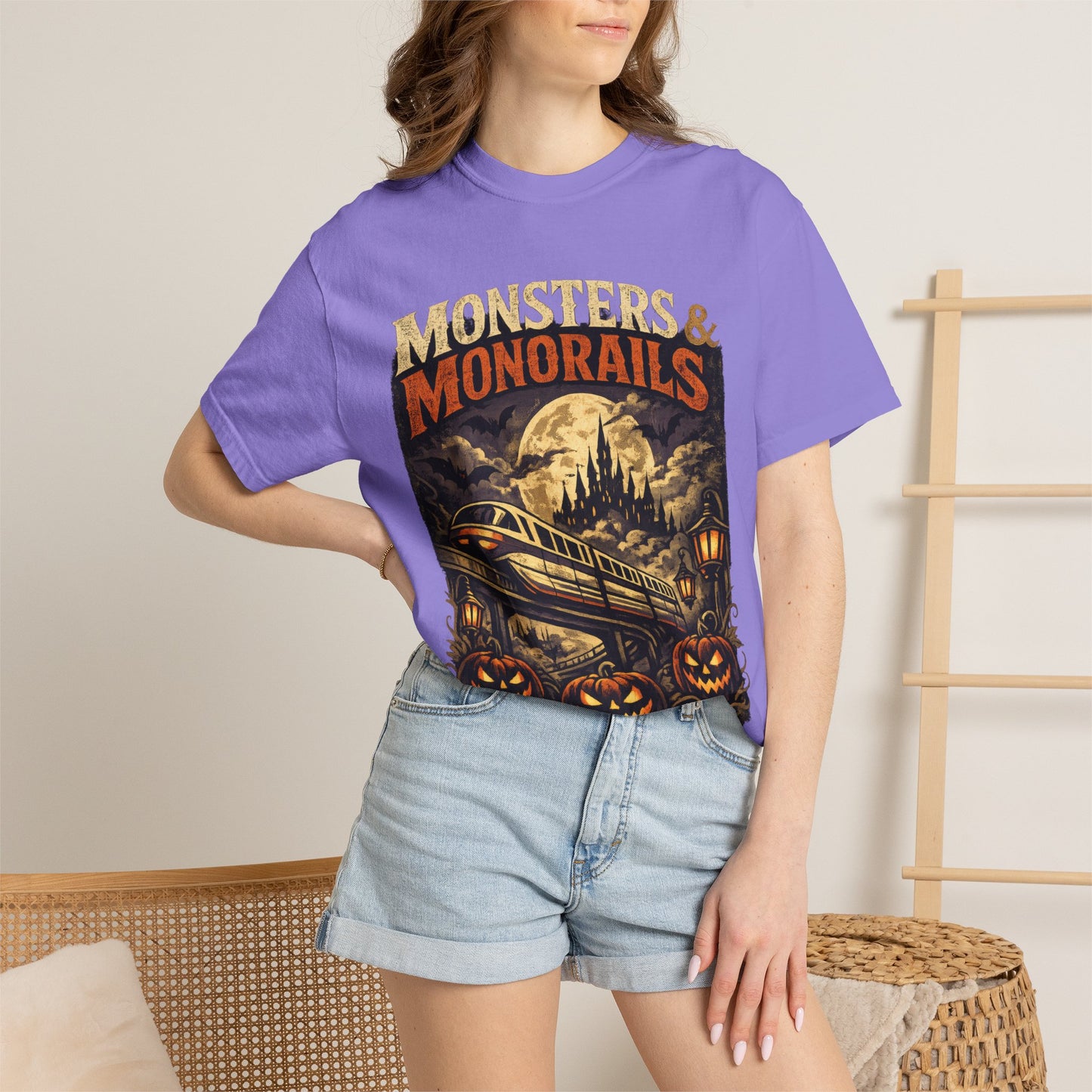 Monsters & Monorails shirt – Halloween theme park parody tee