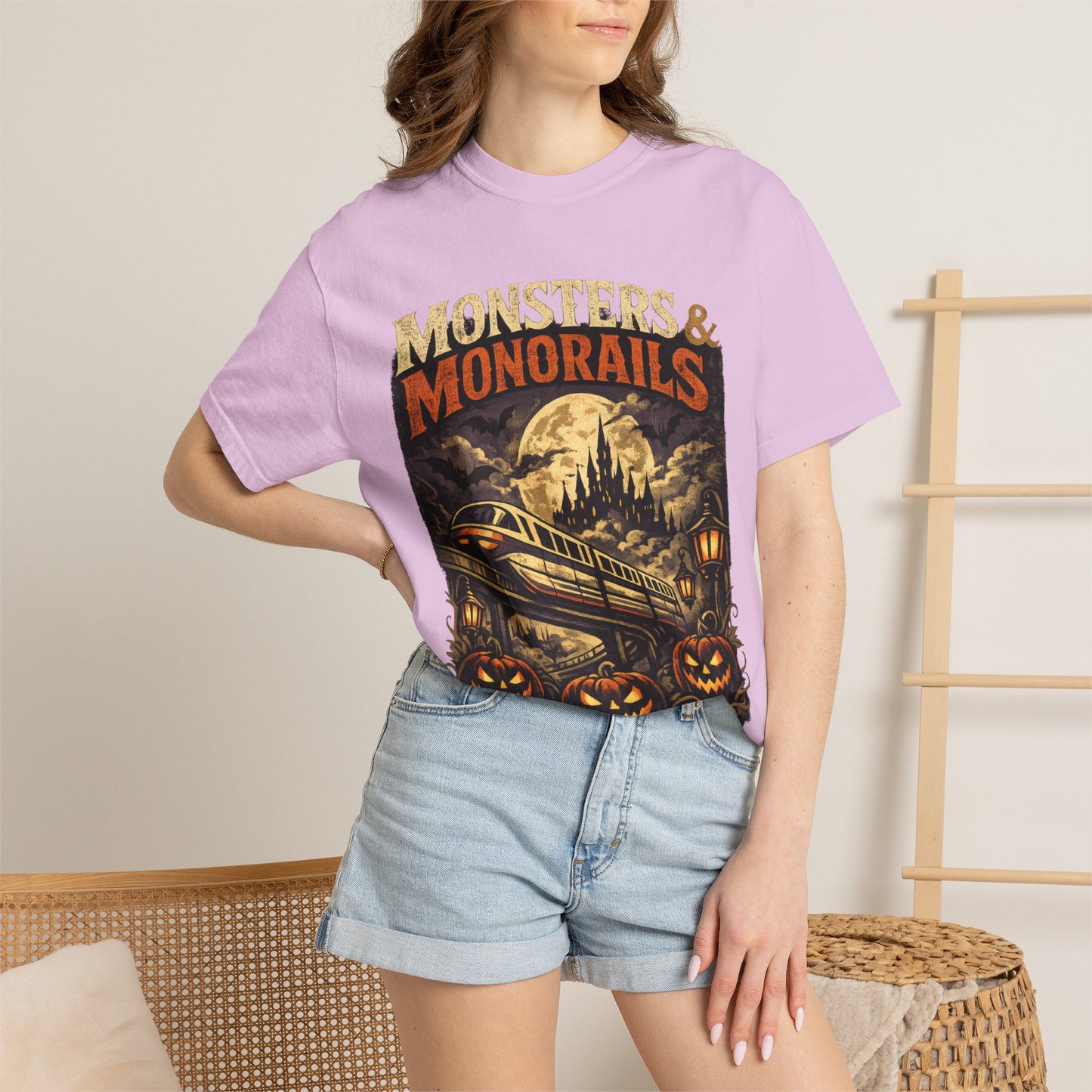 Monsters & Monorails shirt – Halloween theme park parody tee