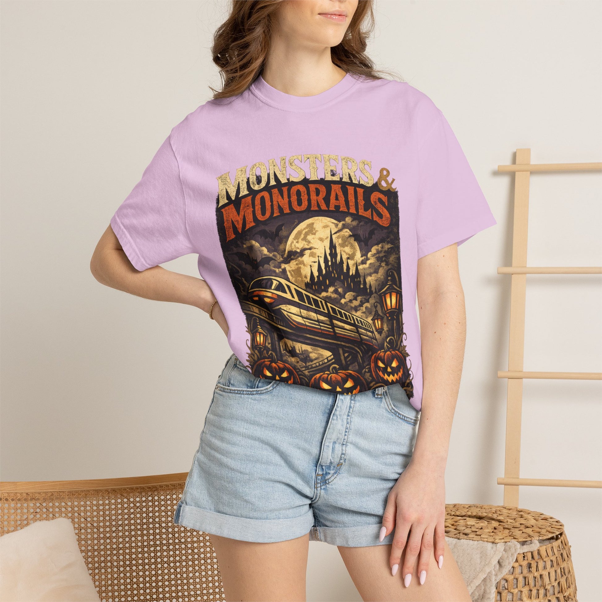 Monsters & Monorails shirt – Halloween theme park parody tee