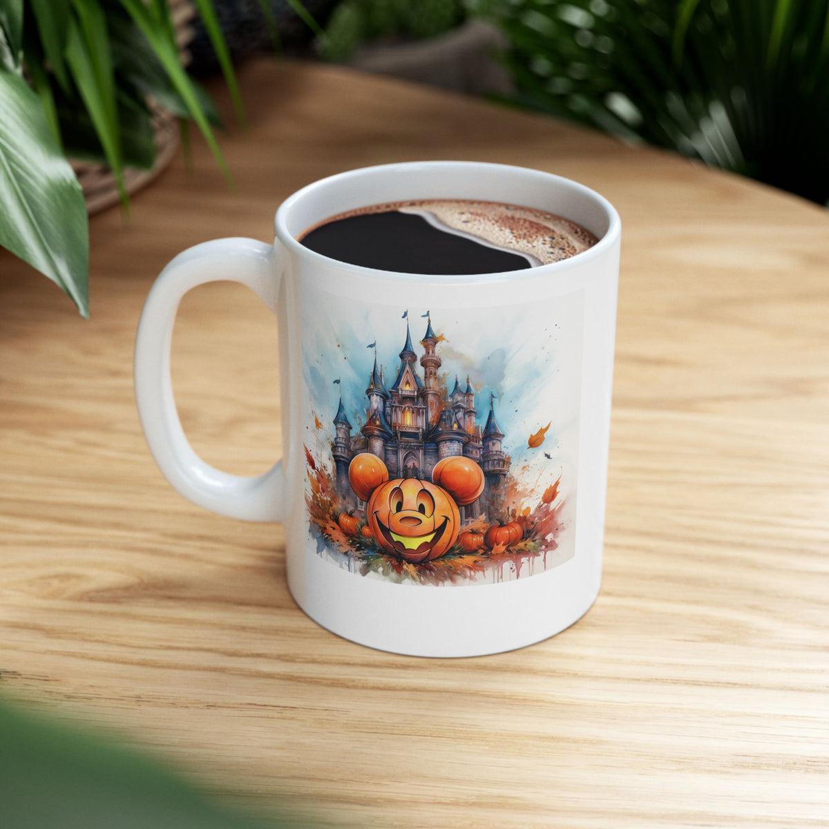 Cinderella Castle Pumpkin Mickey Halloween mug – 11oz Magic Kingdom-inspired ceramic coffee mug