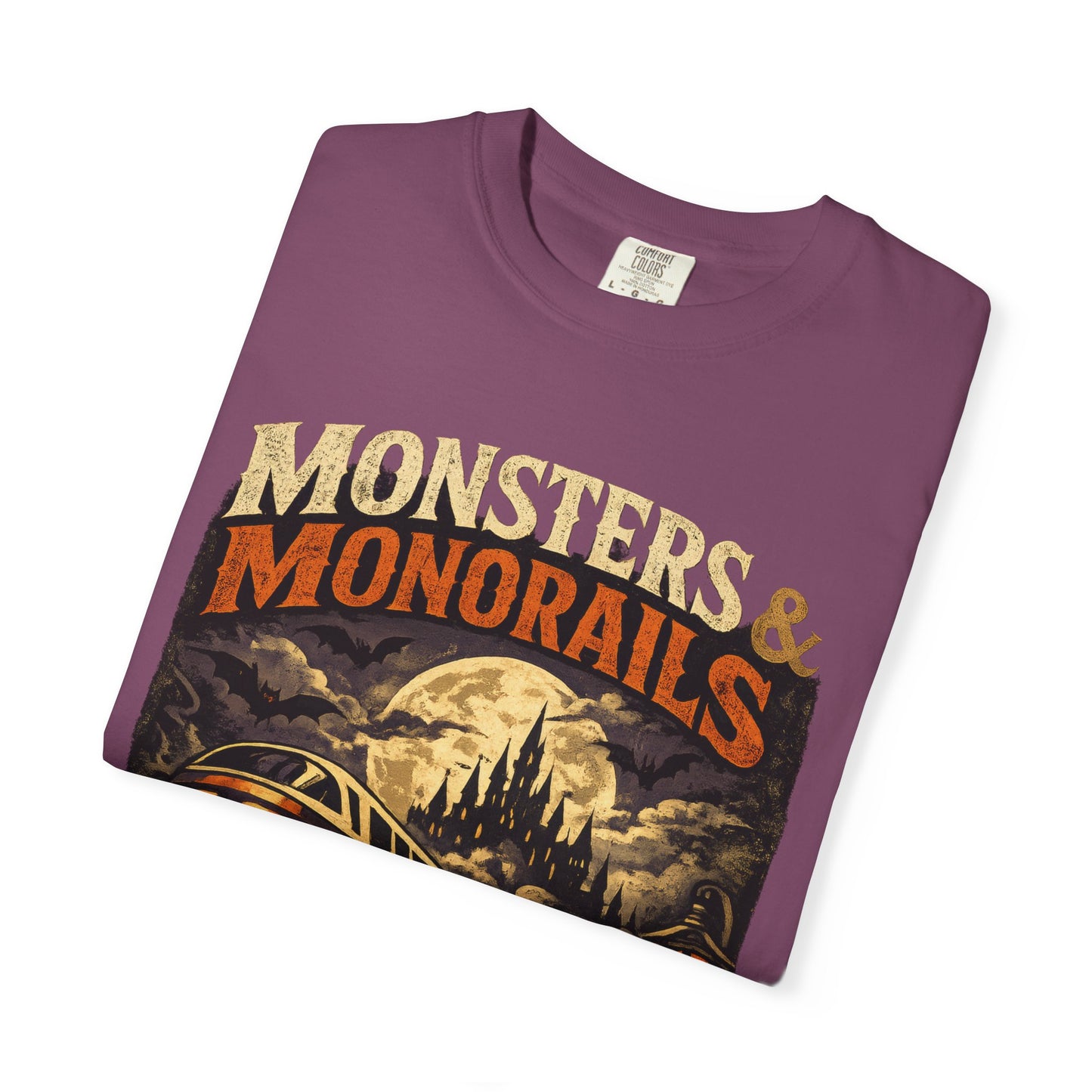 Monsters & Monorails shirt – Halloween theme park parody tee