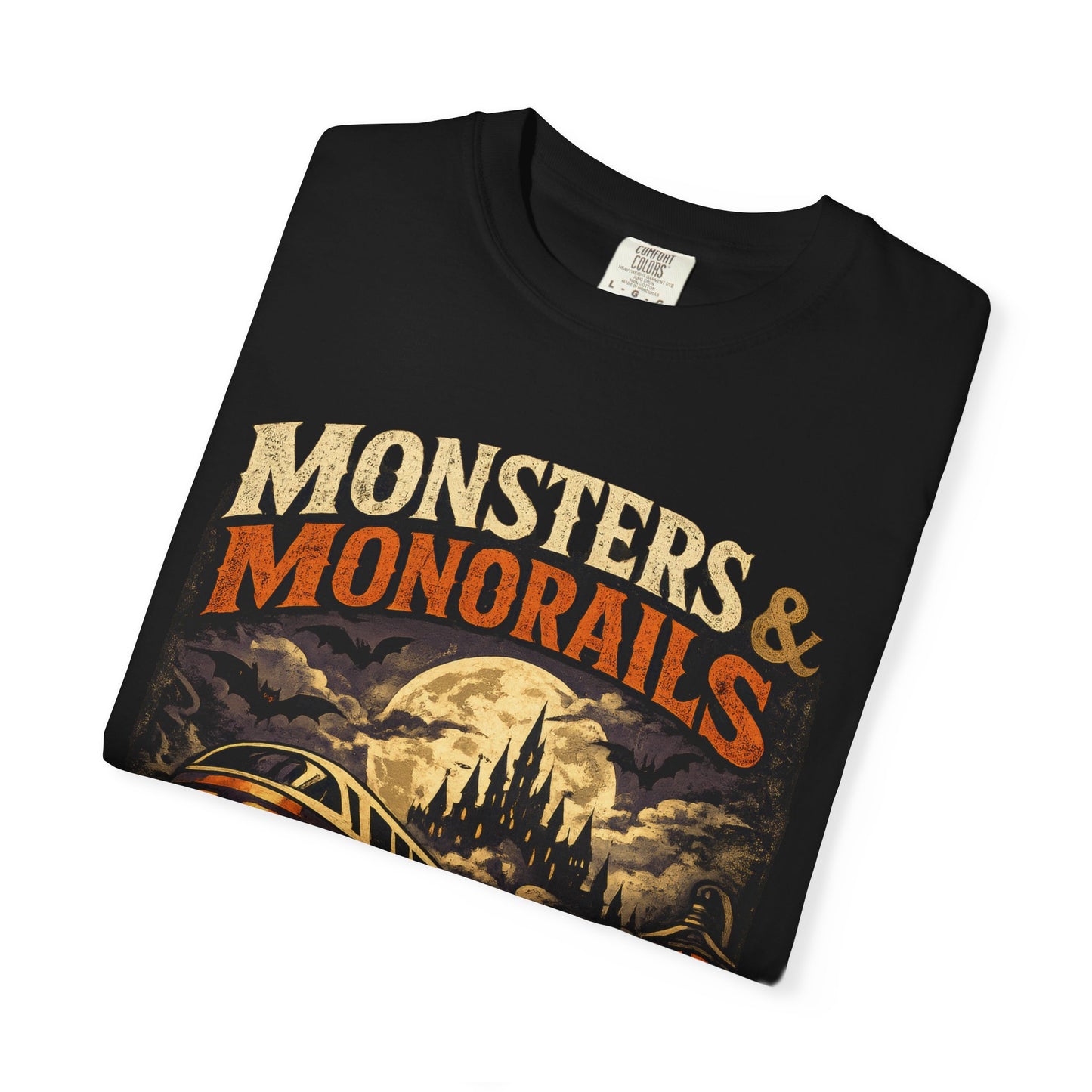 Monsters & Monorails shirt – Halloween theme park parody tee