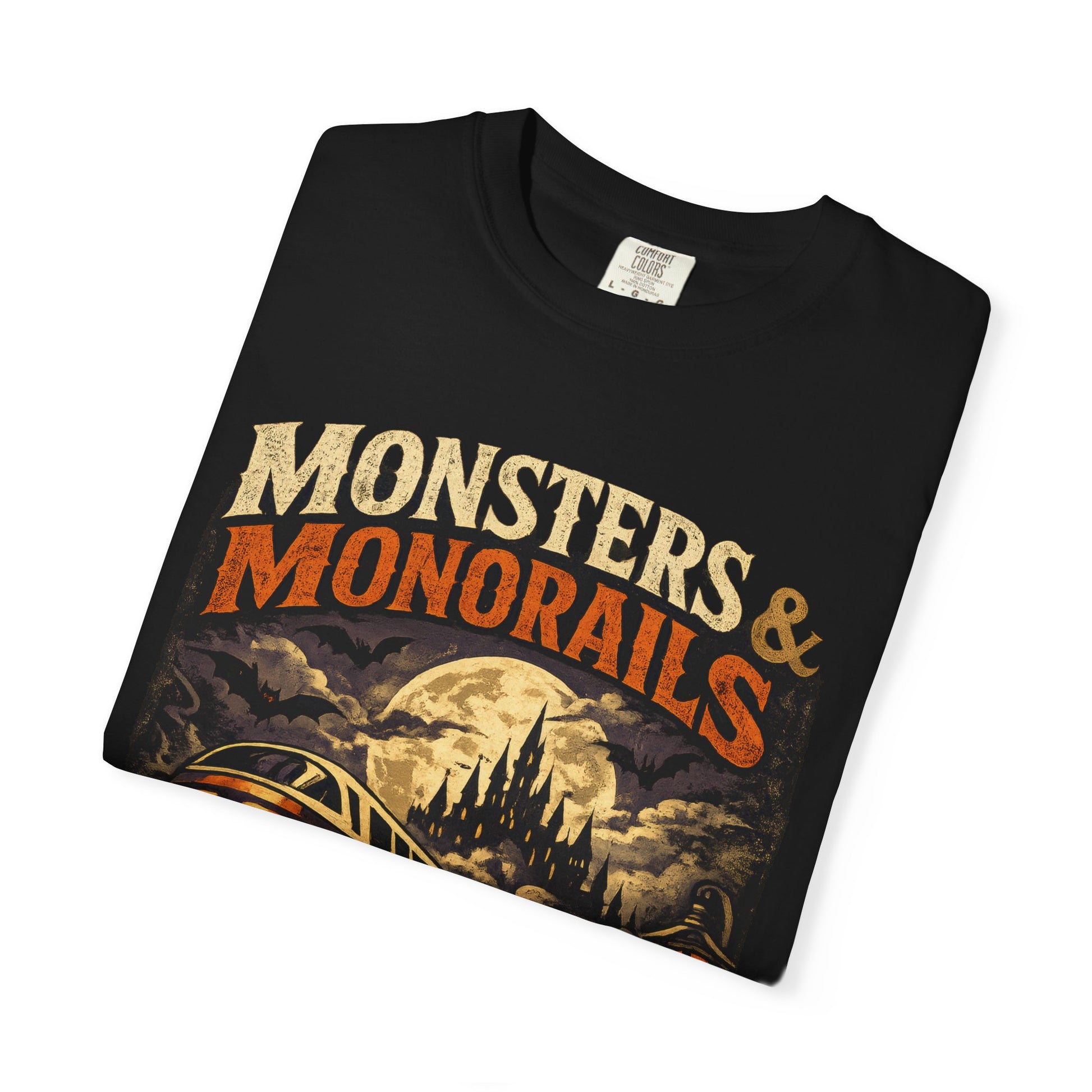 Monsters & Monorails shirt – Halloween theme park parody tee
