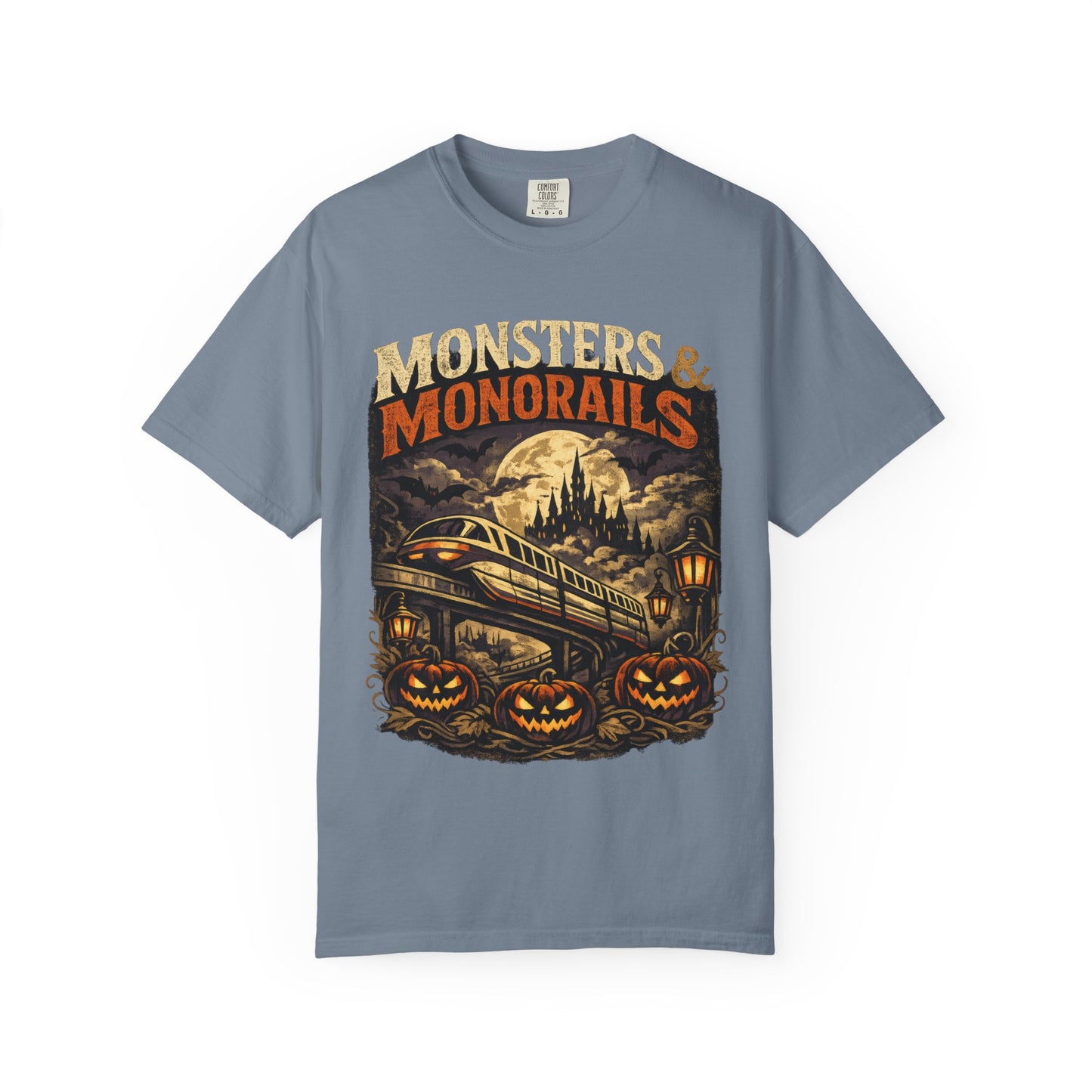 Monsters & Monorails shirt – Halloween theme park parody tee