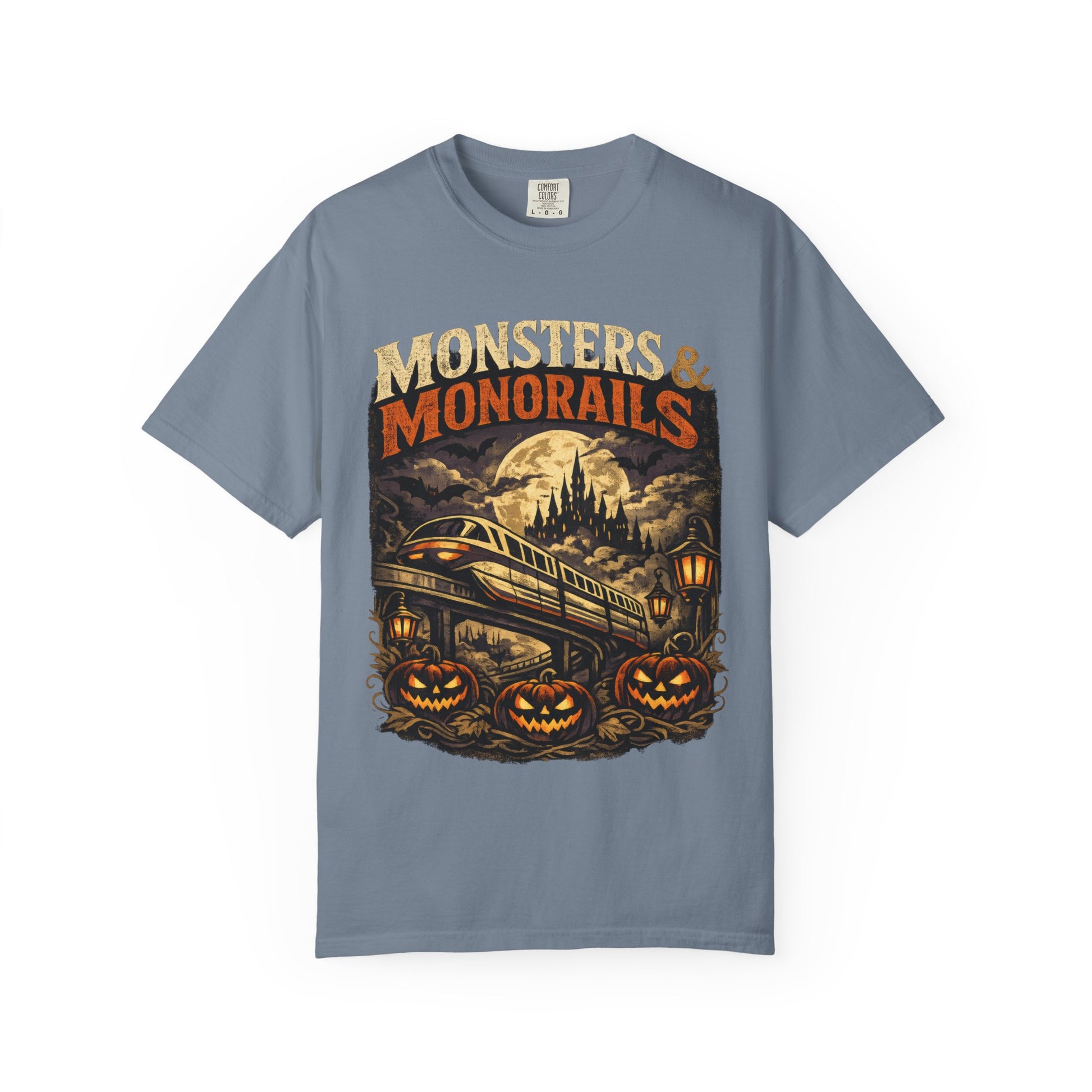 Monsters & Monorails shirt – Halloween theme park parody tee