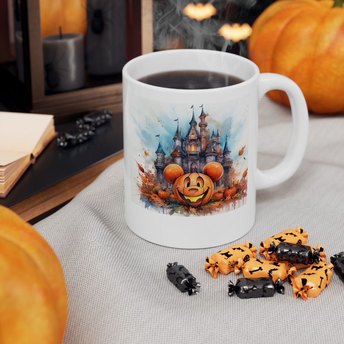 Cinderella Castle Pumpkin Mickey Halloween mug – 11oz Magic Kingdom-inspired ceramic coffee mug